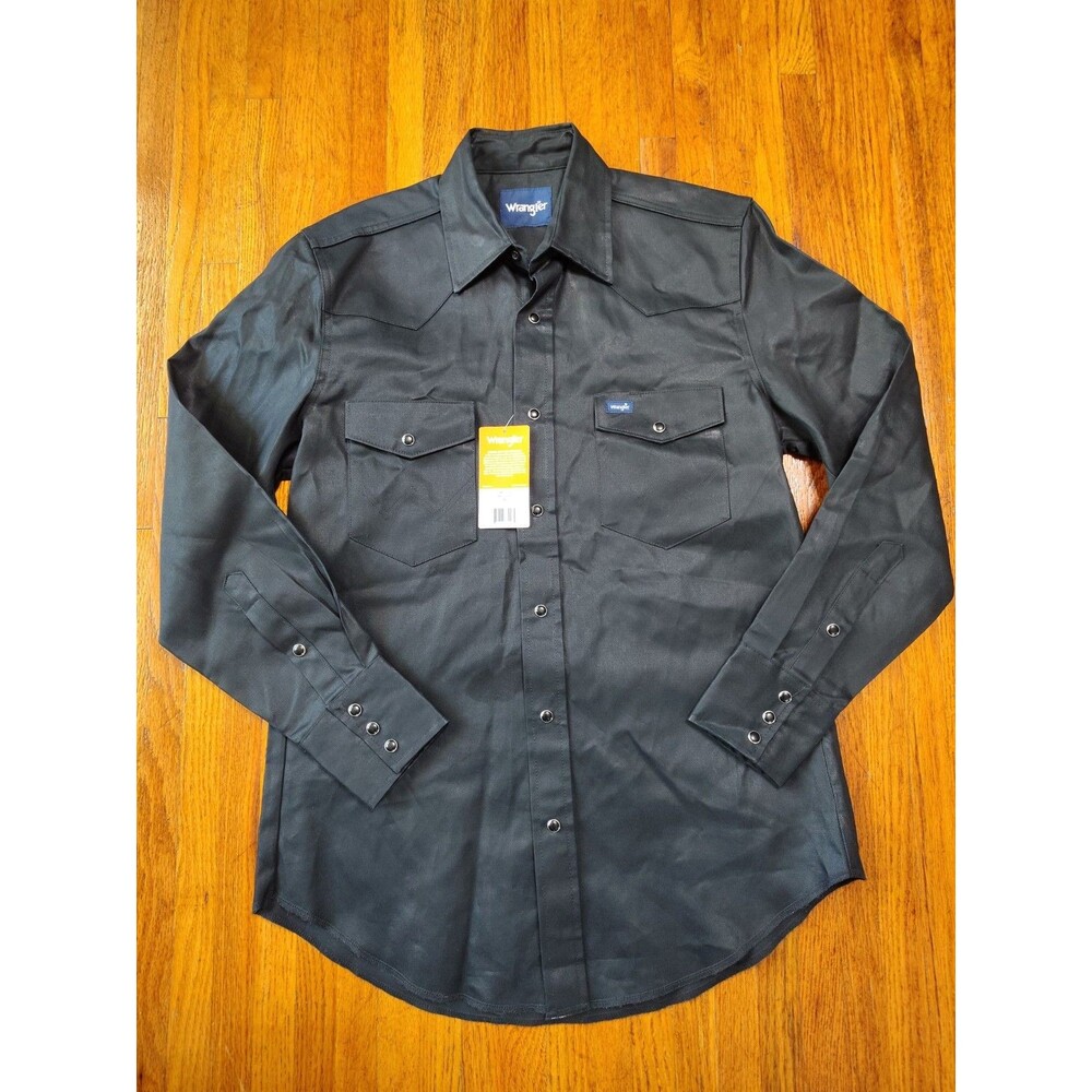 Wrangler Men's Authentic Cowboy Cut Work Western Long Sleeve Shirt Black Med NWT
